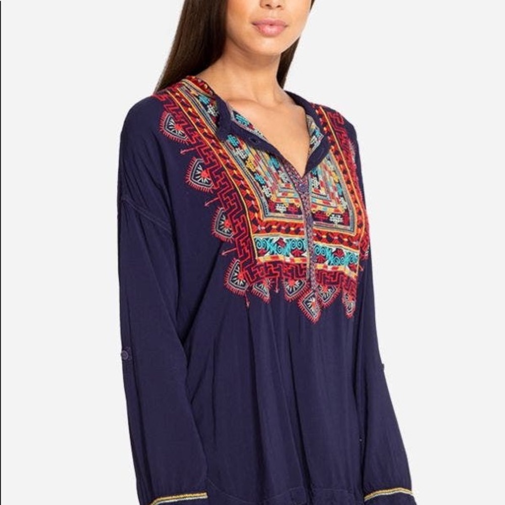 Johnny Was Biya Sucia Challis Blouse Embroidered Long Sleeve Tunic Large - Picture 8 of 15